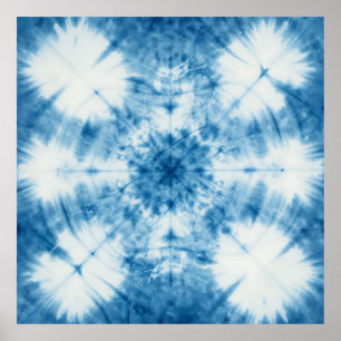 Indigo Blau Shibori Tie Dye Muster Poster