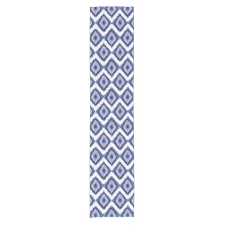 Indigo-Blau Stammes- Ikat Diamant-weißes Zickzack Kurzer Tischläufer