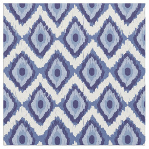 Indigo-Blau Stammes- Ikat Diamant-weißes Zickzack Stoff