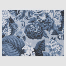 Indigo-Blau Vintages BlumenToile No.1 Seidenpapier