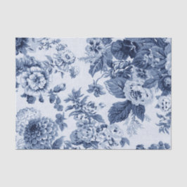 Indigo-Blau Vintages BlumenToile No.3B Seidenpapier