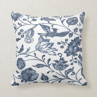 Indigo-Blau Woodblock Blumenkissen Kissen
