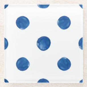Indigo-blaue Aquarellpolka dots shibori Muster Glasuntersetzer