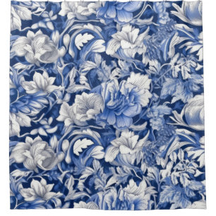 Indigo blaue Blumen Duschvorhang