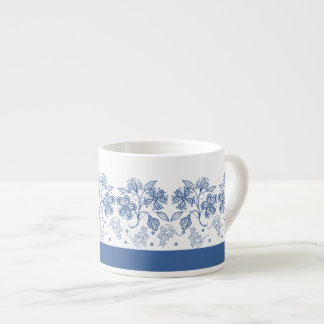 Indigo-Blauer Blumenrand Espresso-Becher Espressotasse