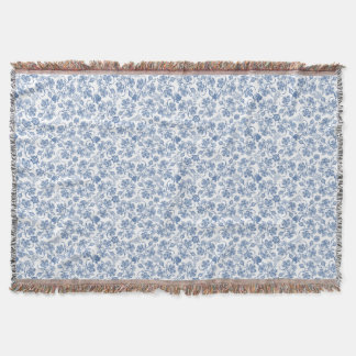 Indigo Blaues Ethnisches Blumenmuster-Wurfdecke Decke