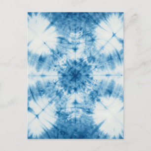 Indigo Blaues Shibori-Tie-Dye-Muster Postkarte