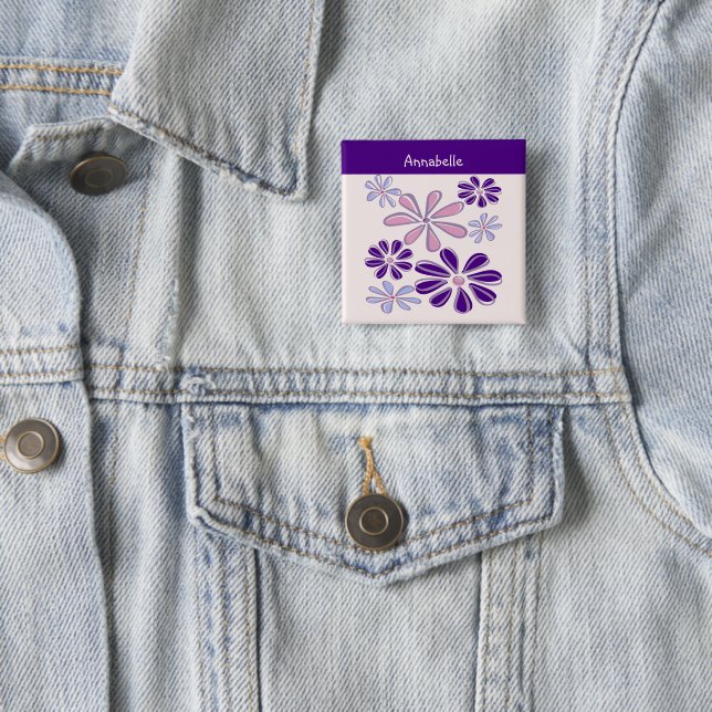 Indigo Bloom Doodle Ihr Name Button (Beispiel)