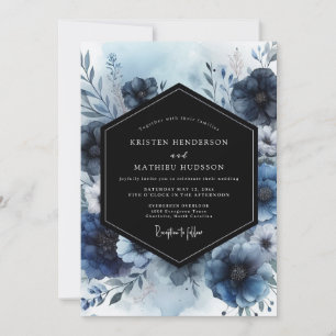 Indigo Bloom Whimsy Wedding Einladung