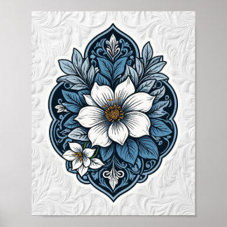 Indigo Blossom Print (Matte) Poster