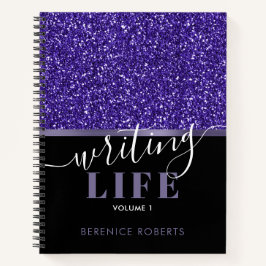 Indigo Blue Black Glitzer Personalisiert Writer Notizbuch
