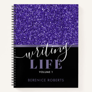 Indigo Blue Black Glitzer Personalisiert Writer Notizbuch