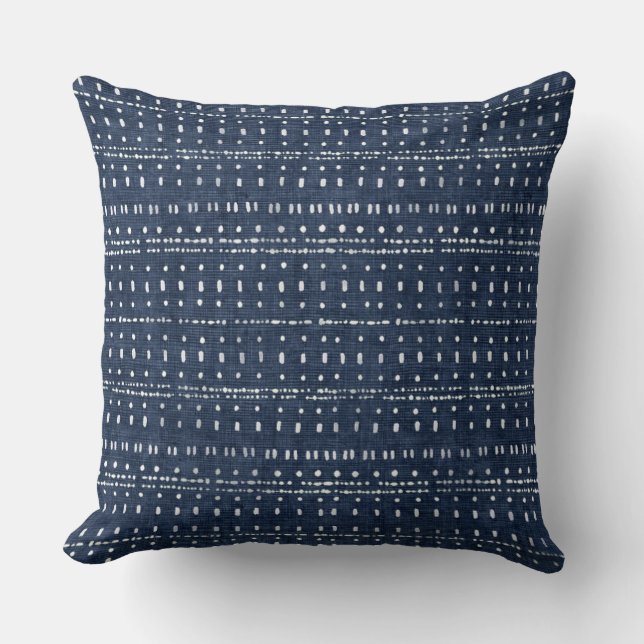 Indigo Blue Dots Throw Kissen (Vorderseite)