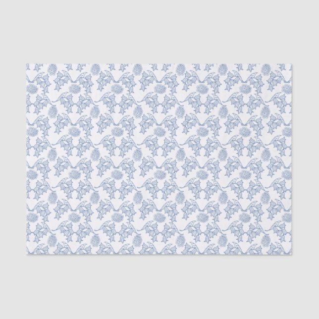 Indigo Blue Ethnic Floral Muster Tissue Paper Seidenpapier (Vorderseite)