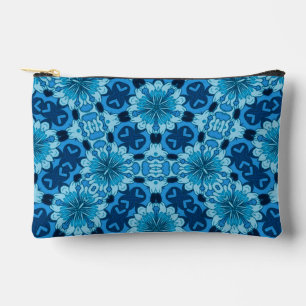 Indigo Blue Floral Chinesisches Fliesenmuster Zubehörtasche