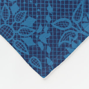 Indigo Blue Floral Imitate Spitzen Muster Fleecedecke