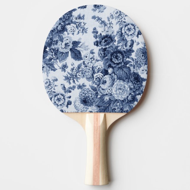 Indigo Blue Floral Toile Nr. 3 Tischtennis Schläger (Vorderseite)