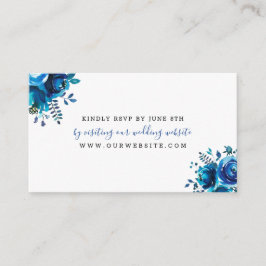 Indigo Blue Floral wedding RSVP online Begleitkarte