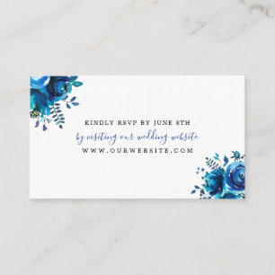 Indigo Blue Floral wedding RSVP online Begleitkarte