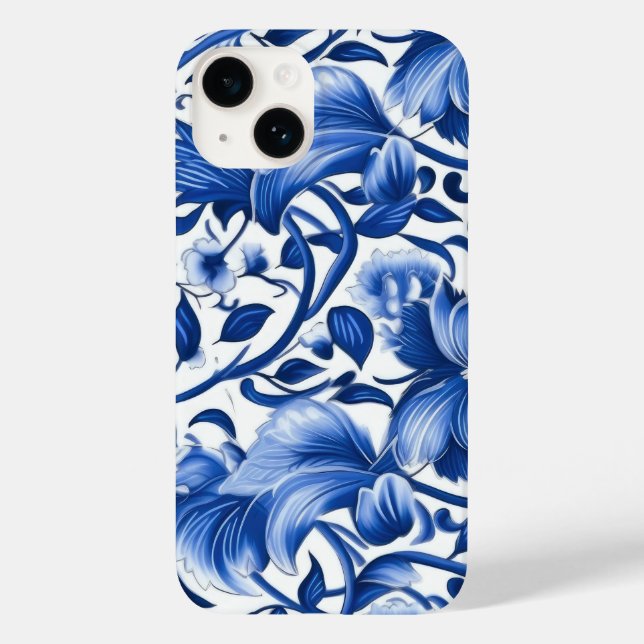 Indigo Blue Flowers Case-Mate iPhone Hülle (Rückseite)