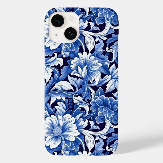 Indigo Blue Flowers Case-Mate iPhone Hülle (Rückseite)