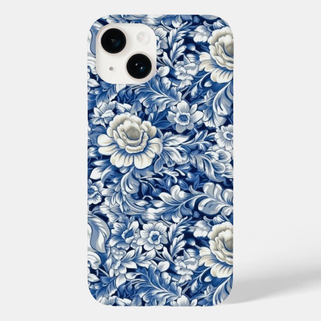 Indigo Blue Flowers Case-Mate iPhone Hülle (Rückseite)