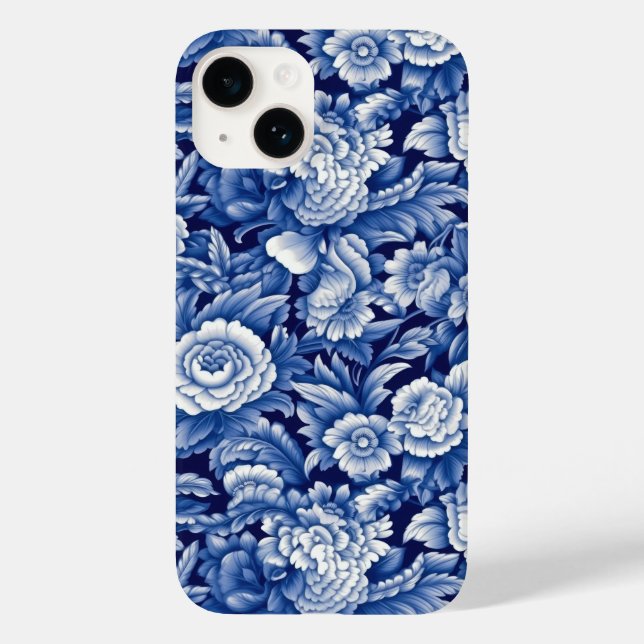 Indigo Blue Flowers Case-Mate iPhone Hülle (Rückseite)