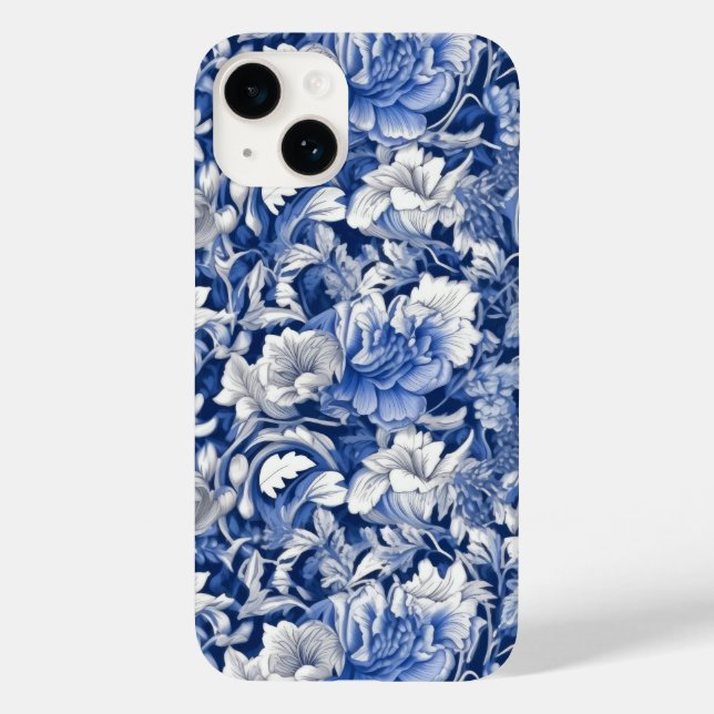 Indigo Blue Flowers Case-Mate iPhone Hülle (Rückseite)