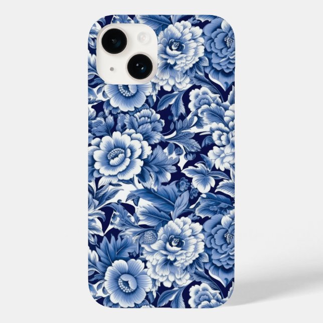 Indigo Blue Flowers Case-Mate iPhone Hülle (Rückseite)