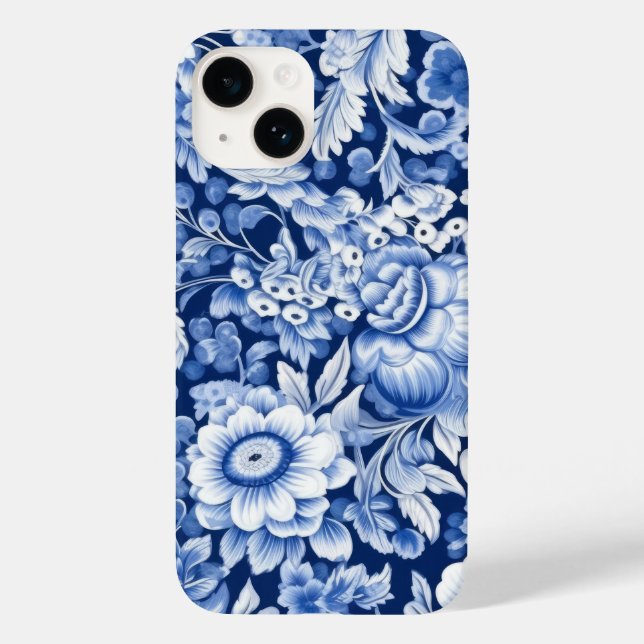 Indigo Blue Flowers Case-Mate iPhone Hülle (Rückseite)