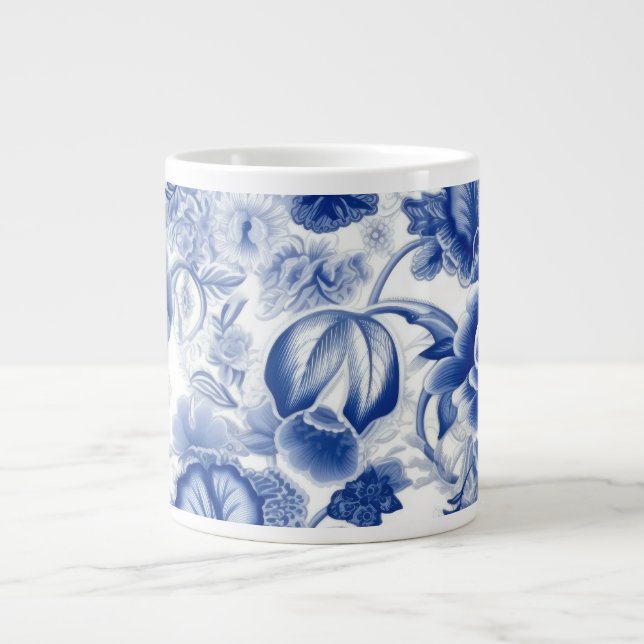 Indigo Blue Flowers Jumbo-Tasse (Vorderseite)