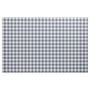 Indigo Blue Gingham Pattern Fabric Stoff