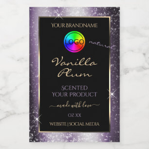 Indigo Blue Glitzer Frame Produktetikett mit Logo Lebensmitteletikett