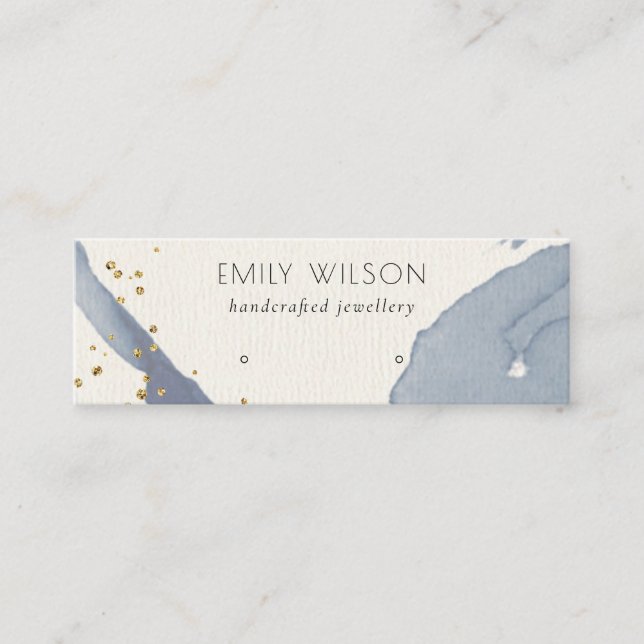 Indigo Blue Gold Abstrakt Stuhlvortrag Anzeige Mini Visitenkarte (Vorderseite)