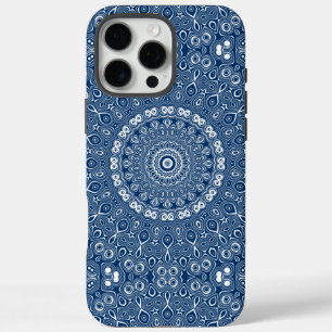 Indigo Blue Mandala Pattern iPhone 16 Pro Max Hülle