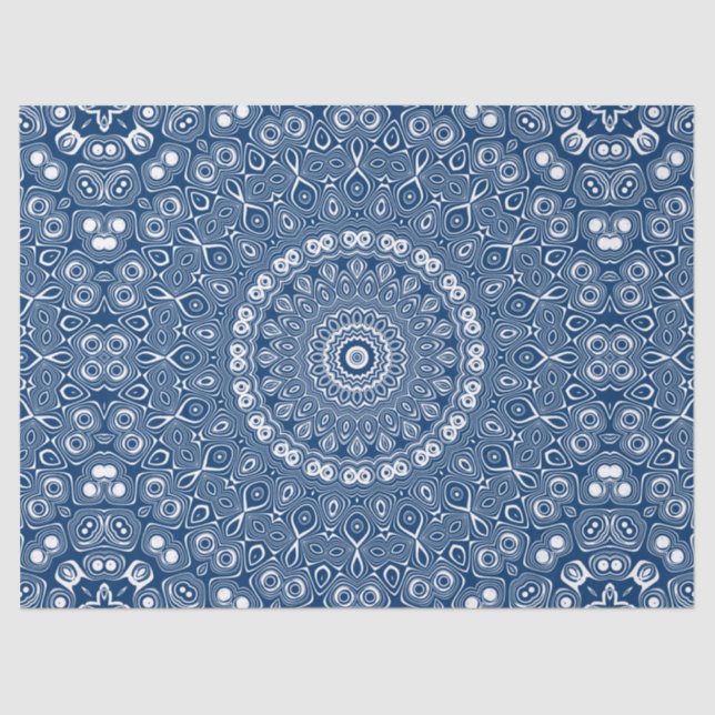 Indigo Blue Mandala Pattern Seidenpapier (Vorderseite)