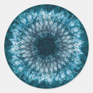 Indigo Blue Mandala Runder Aufkleber