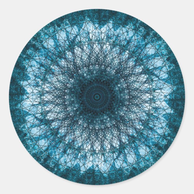 Indigo Blue Mandala Runder Aufkleber (Vorderseite)