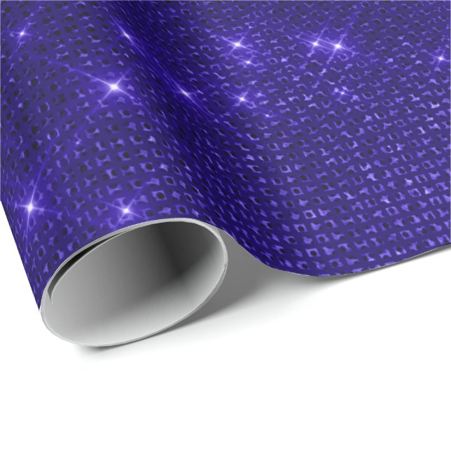 Indigo Blue Navy Glitzer Sequins Funkelnd Cobalt Geschenkpapier (Rolleneckpunkt)