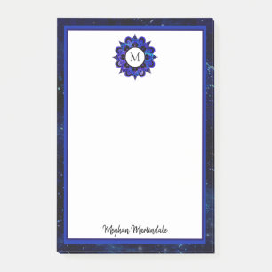 Indigo Blue Outer Space Galaxy Mandala Monogramm Post-it Klebezettel