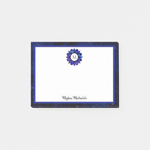 Indigo Blue Outer Space Galaxy Mandala Monogramm Post-it Klebezettel