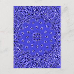 Indigo Blue Paisley Western Bandana Scarf Print Postkarte