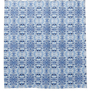 Indigo Blue Shibori Gefärbte Krawatte Muster Wass Duschvorhang