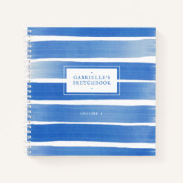 Indigo Blue Sketchbook Abstrakt Stripe Individuell Notizbuch