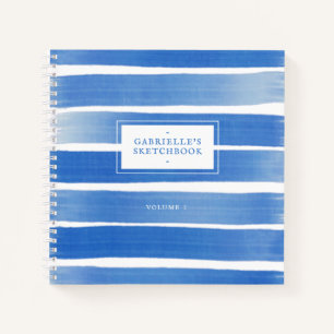 Indigo Blue Sketchbook Abstrakt Stripe Individuell Notizbuch