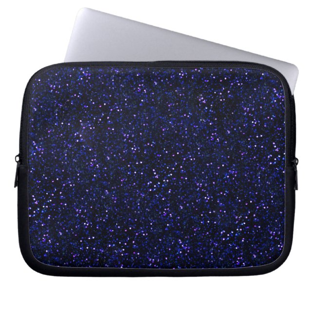 Indigo Blue Starry Mitternacht Glitzer Laptopschutzhülle (Vorderseite)