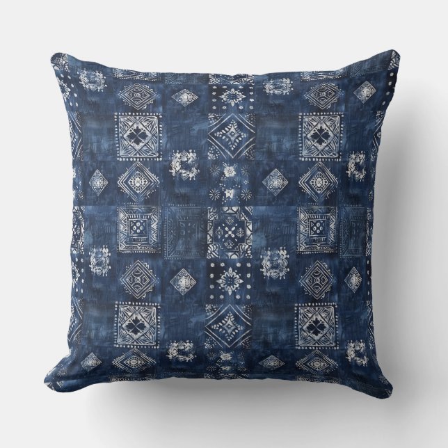 Indigo Blue Throw Pillow Kissen (Vorderseite)