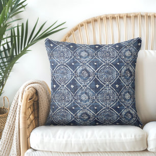 Indigo Blue Throw Pillow Kissen