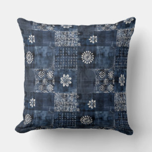 Indigo Blue Throw Pillow Kissen