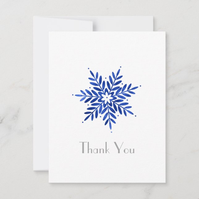 Indigo Blue Watercolor Abstrakt Snowflake Dankeskarte (Vorderseite)